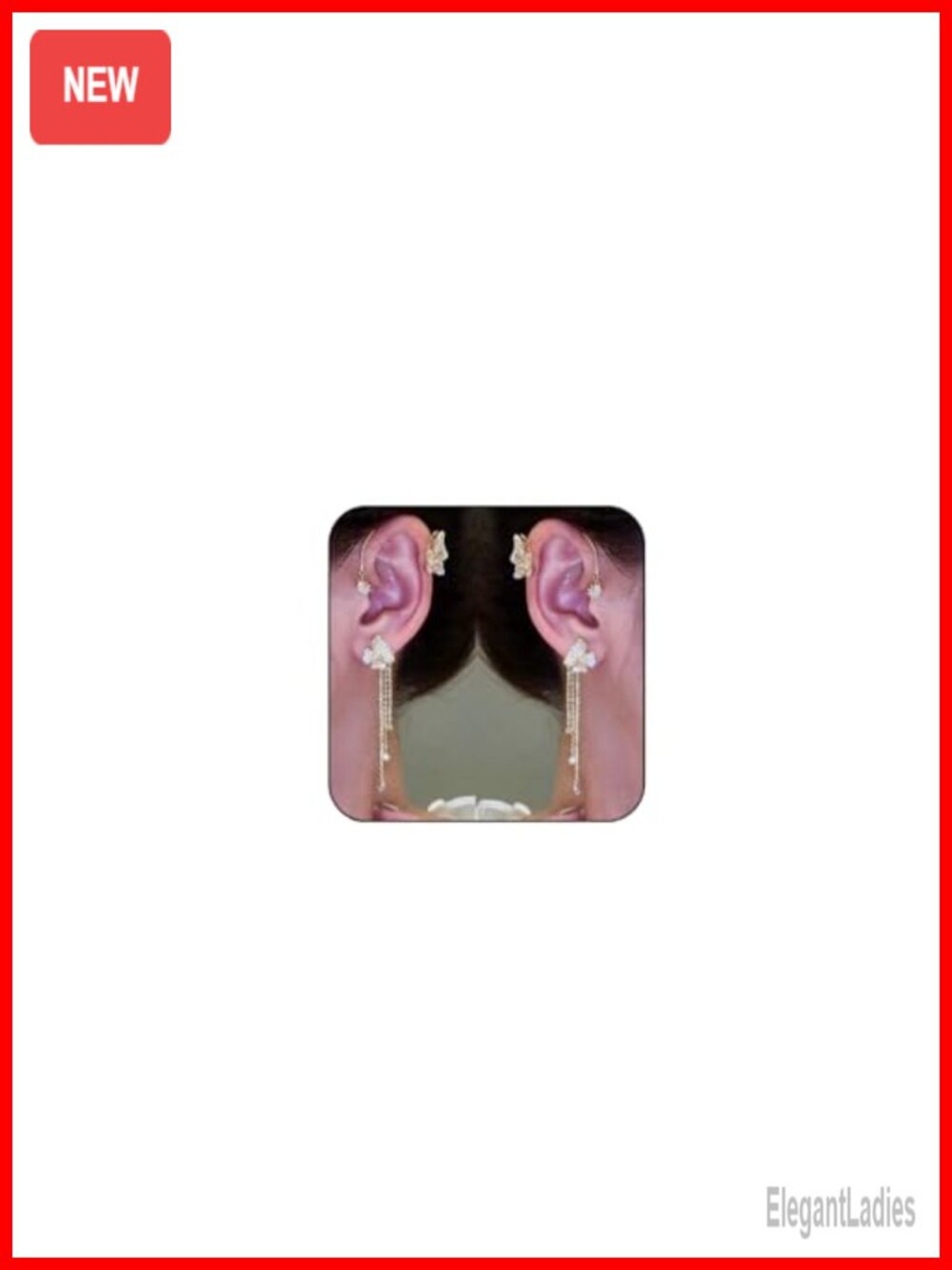 Butterfly Flower Tassel Ear Cuff Rhinestone No Piercing Ear Wrap Women